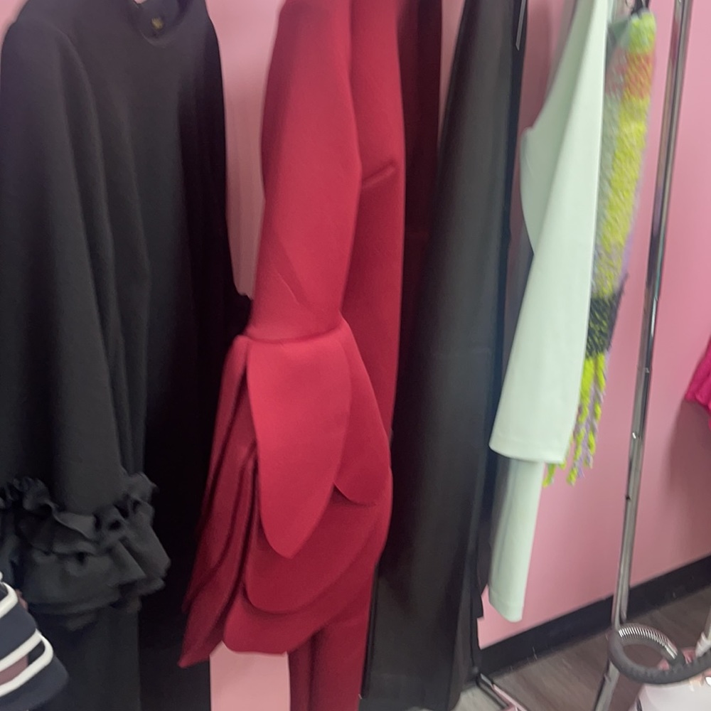 RED TULIP SLEEVE SCUBA DRESS **snow storm sale** - Picture 4 of 6